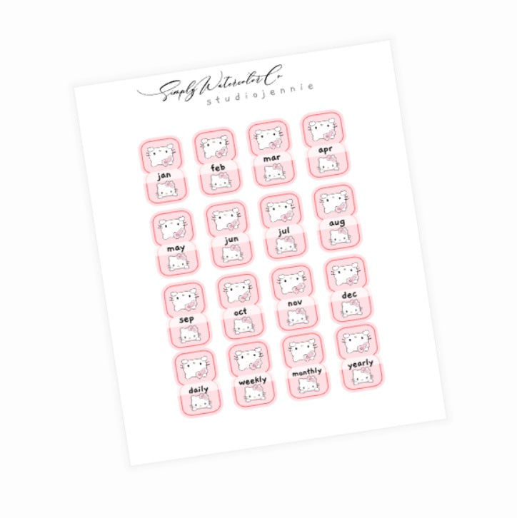 Hobonichi Tabs (Rounded Pink Kitty)
