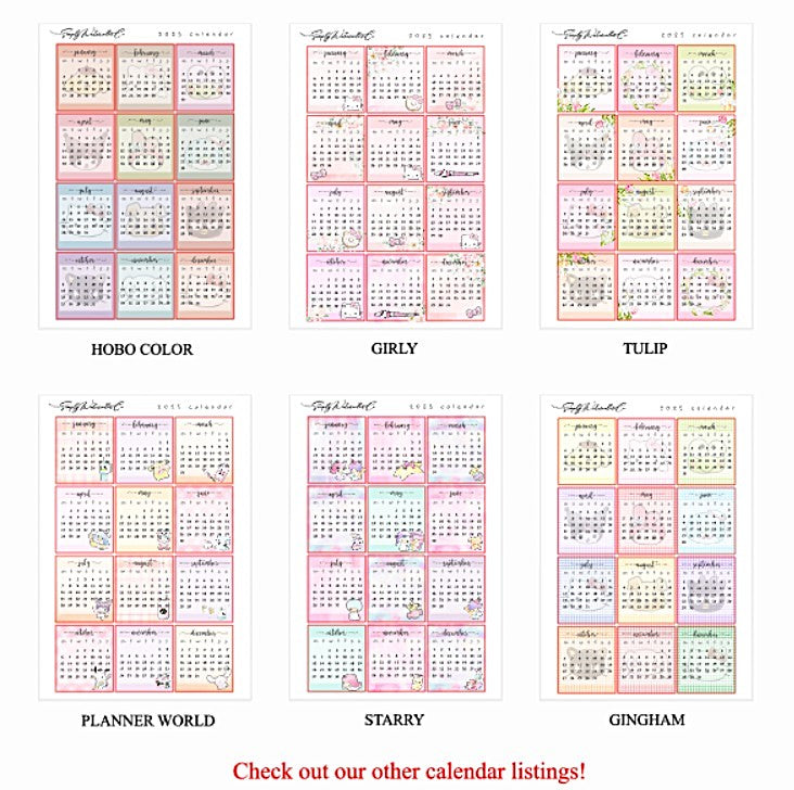 Kawaii Hobo Colors | Hobo 2025 Calendar