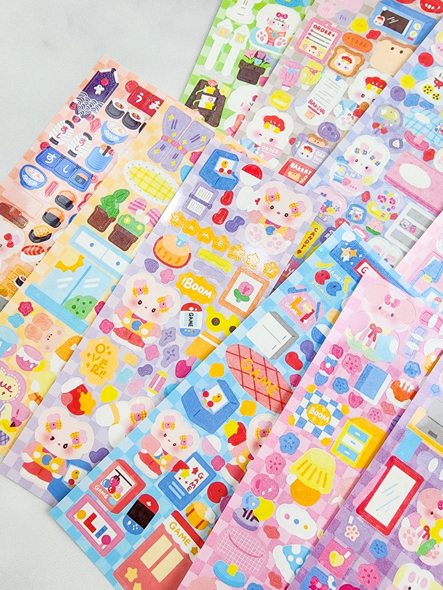 Cute Character Checkered Stickers
