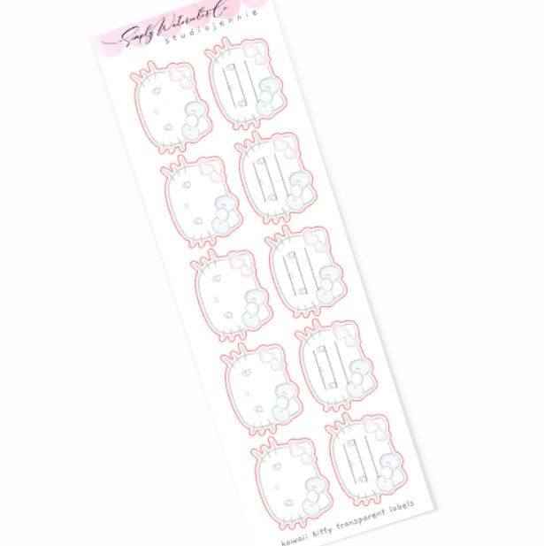 Kawaii Kitty | Transparent Labels