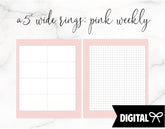 A5 Wide Rings PRINTABLE // Pink Horizontal Weekly Spread