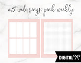 A5 Wide Rings PRINTABLE // Pink Vertical Weekly Spread