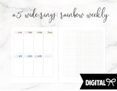 A5 Wide Rings PRINTABLE // Rainbow Weekly