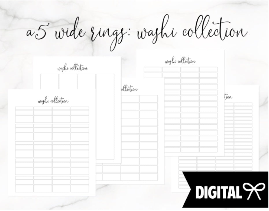 A5 Wide Rings PRINTABLE // Washi Collection