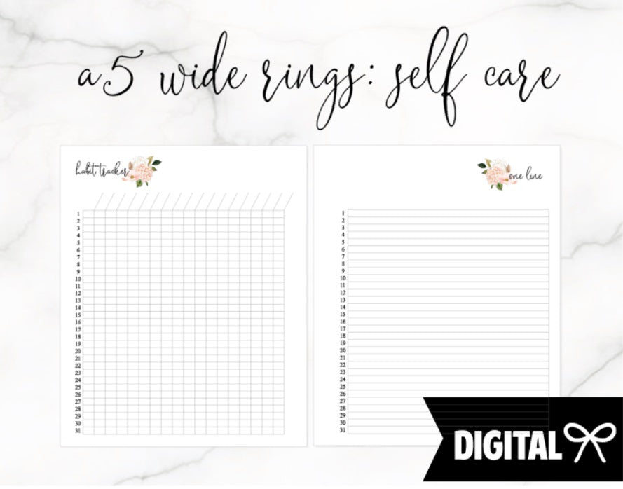 A5 Wide Rings PRINTABLE // Habit Tracker + One Line a Day