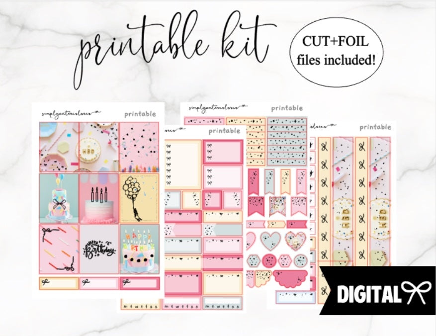 FOIL Bday Kit PRINTABLE + FREE Cut Lines (Bonus Foil Files Included)