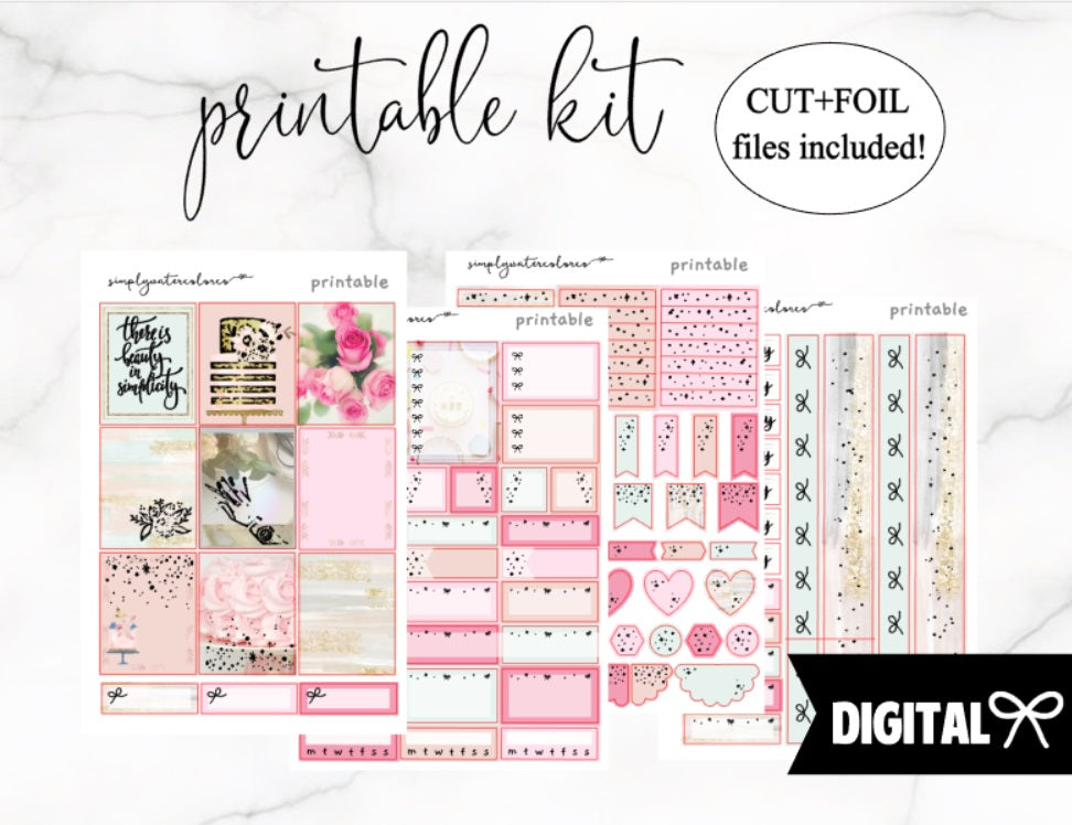 FOIL Feminine Kit PRINTABLE + FREE Cut Lines (Bonus Foil Files Included)