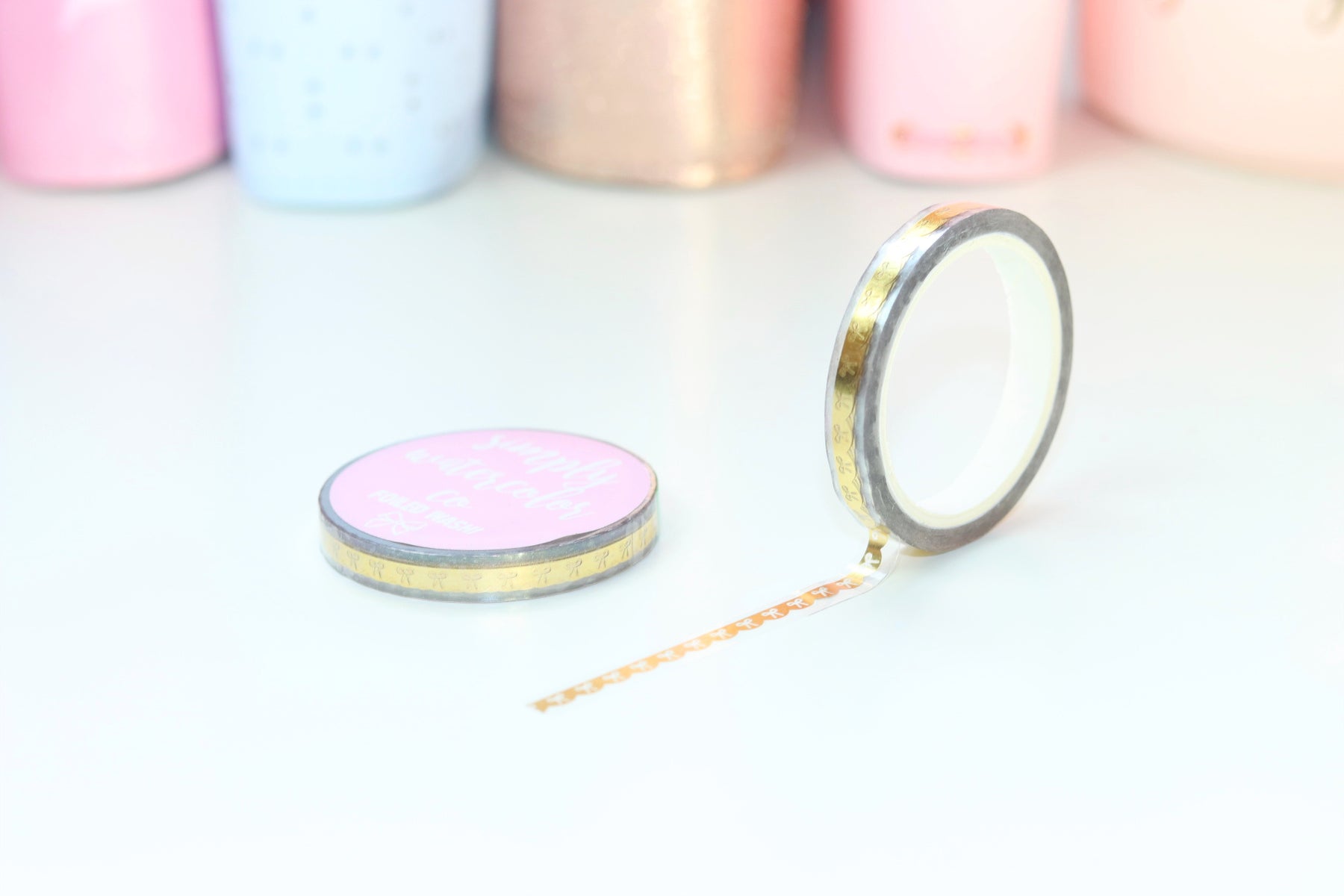 CLEAR Dainty Bow Scallop (Gold, Rg, Silver, Holo) // 6mm Washi Tape