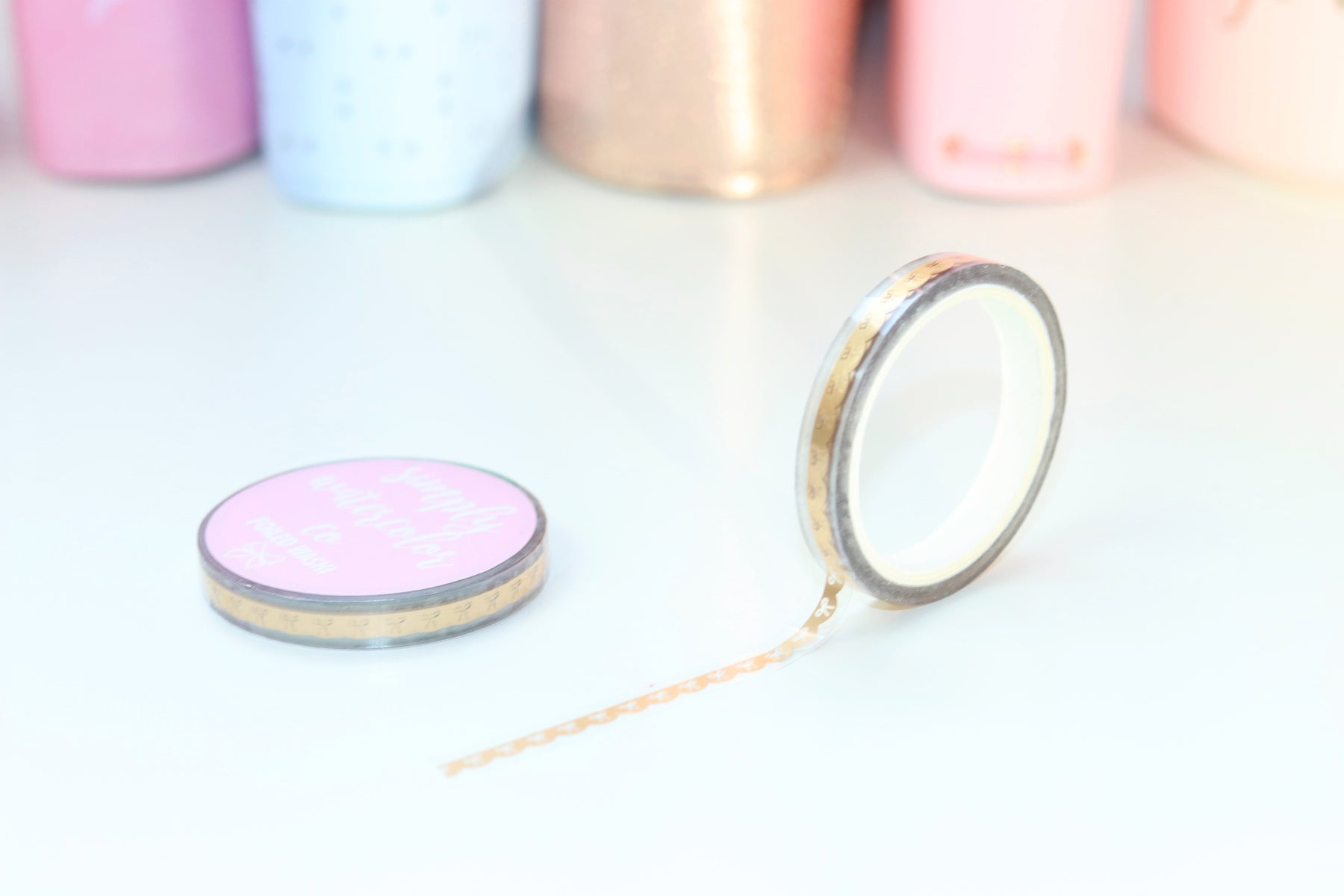 CLEAR Dainty Bow Scallop (Gold, Rg, Silver, Holo) // 6mm Washi Tape