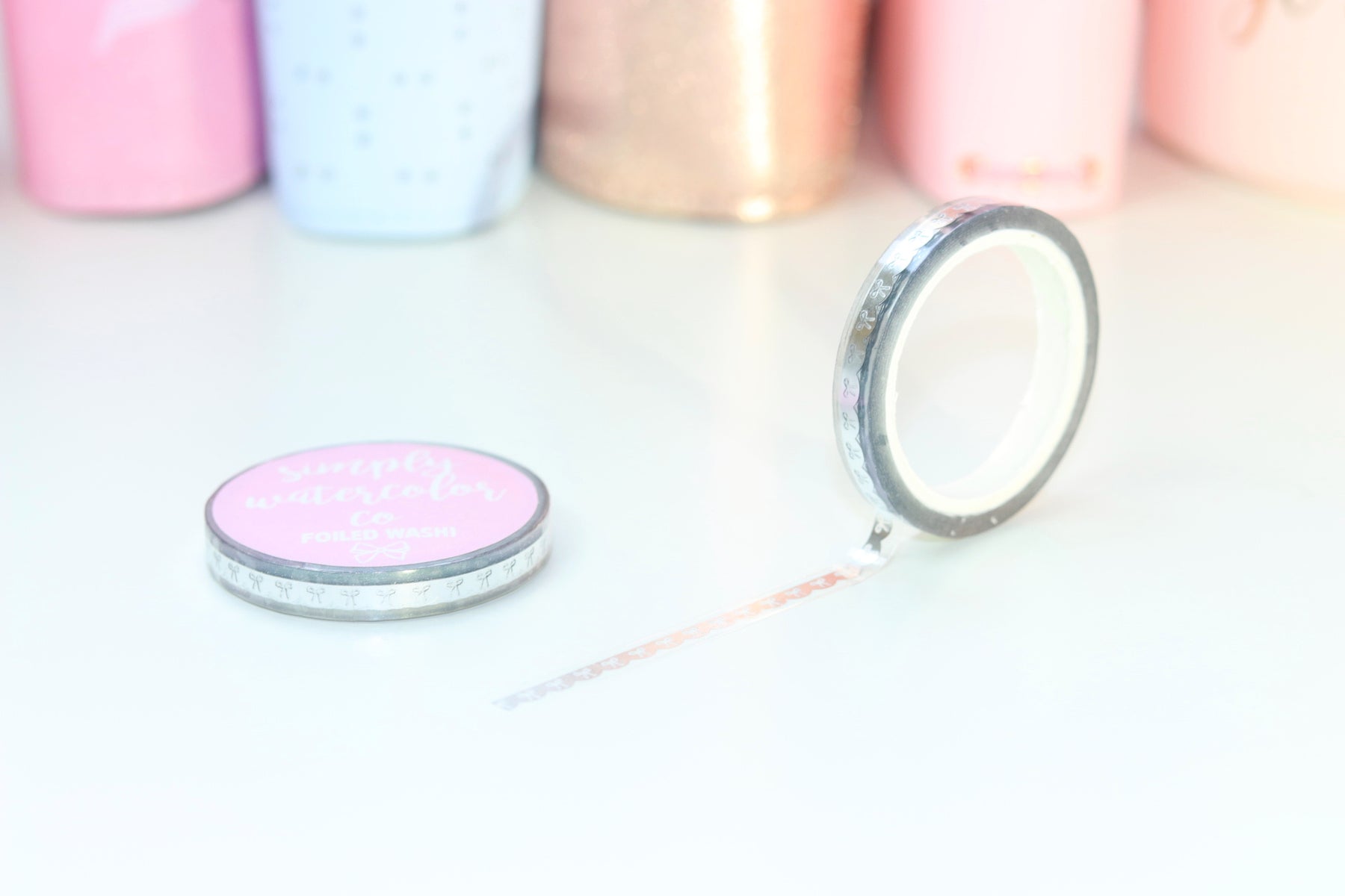 CLEAR Dainty Bow Scallop (Gold, Rg, Silver, Holo) // 6mm Washi Tape
