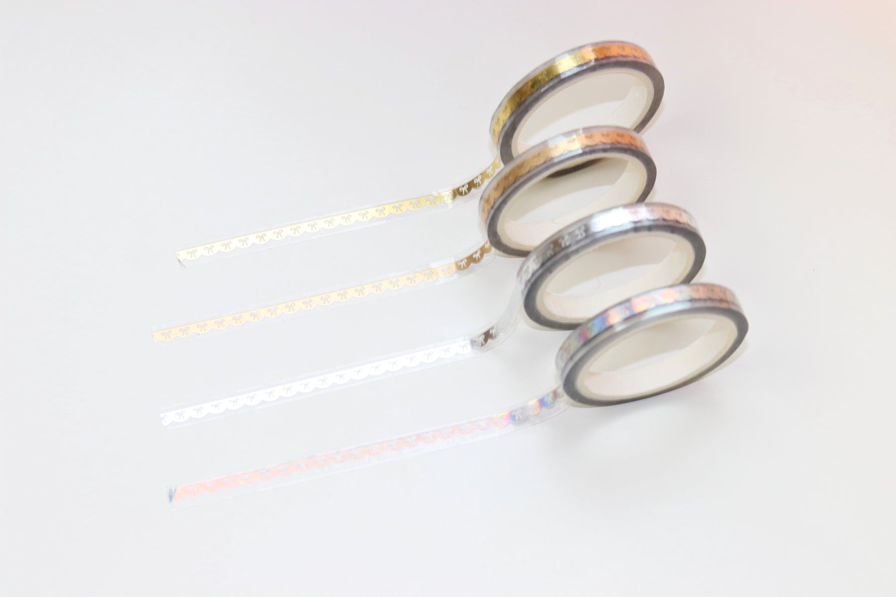 CLEAR Dainty Bow Scallop (Gold, Rg, Silver, Holo) // 6mm Washi Tape