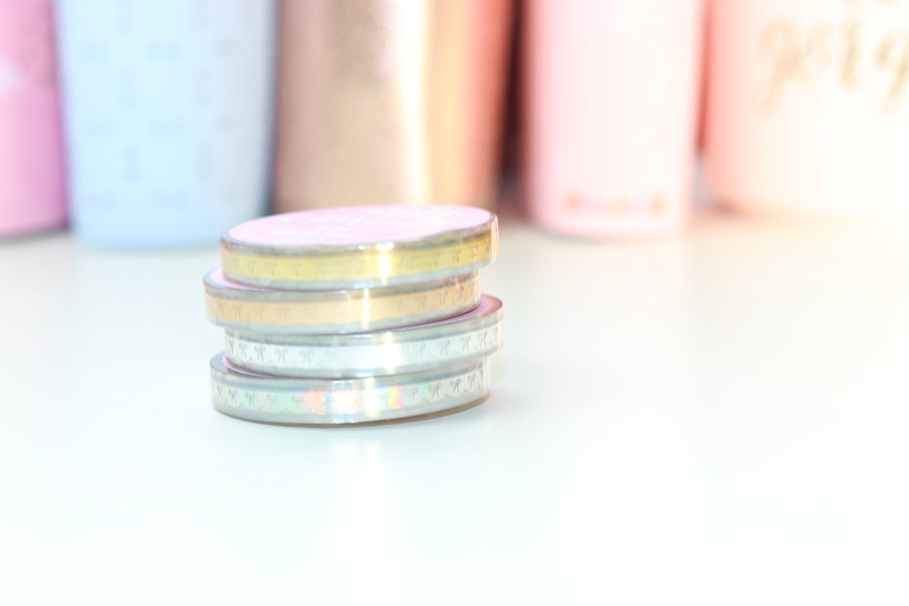 CLEAR Dainty Bow Scallop (Gold, Rg, Silver, Holo) // 6mm Washi Tape