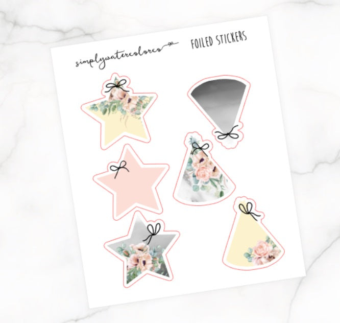FOIL Star/Party Hat Labels (Rosé)