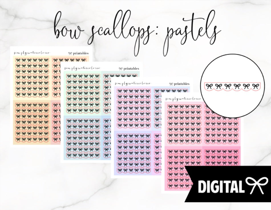 FOIL Bow Scallop Headers PRINTABLE (Pastel) + FREE Cut Lines