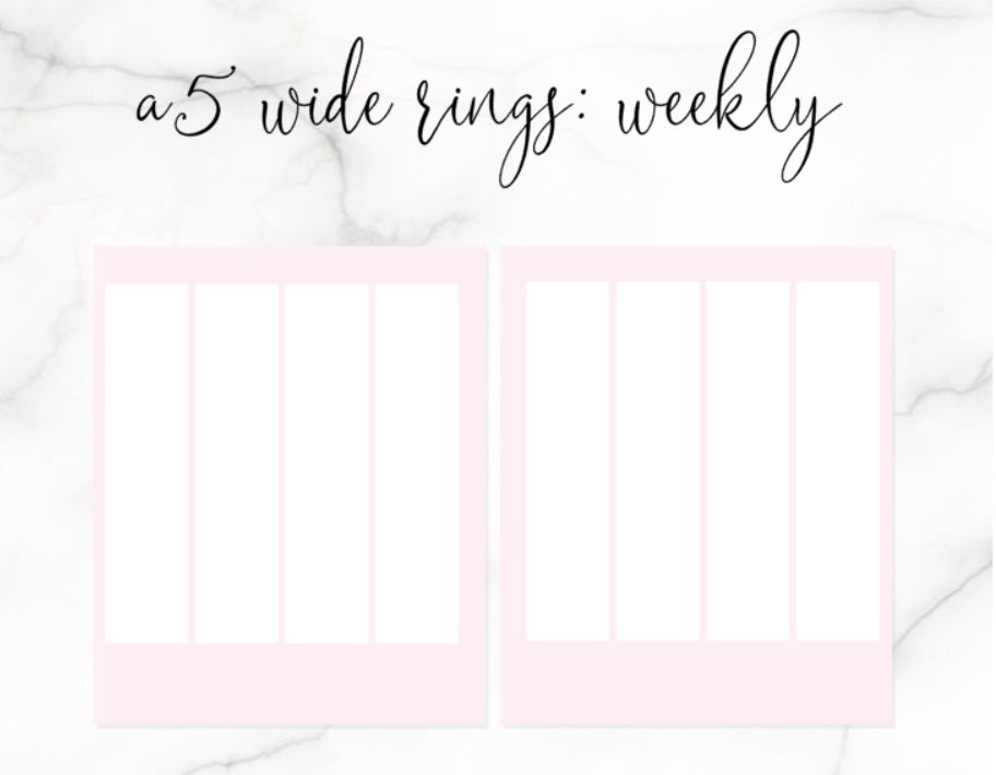 A5 Wide Rings PRINTABLE // Vertical PINK Weekly