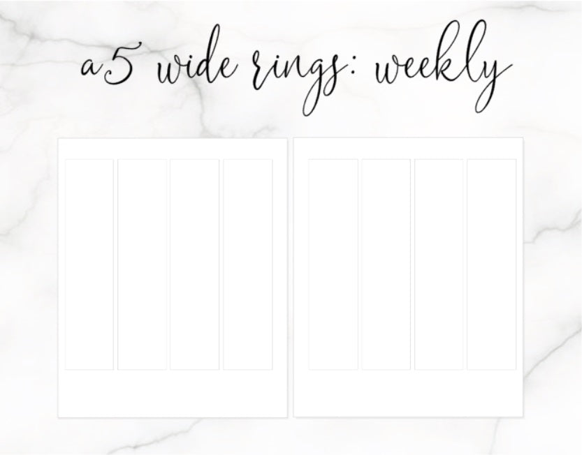 A5 Wide Rings PRINTABLE // Vertical Weekly