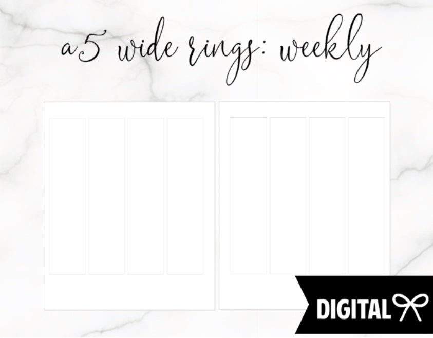 A5 Wide Rings PRINTABLE // Vertical Weekly