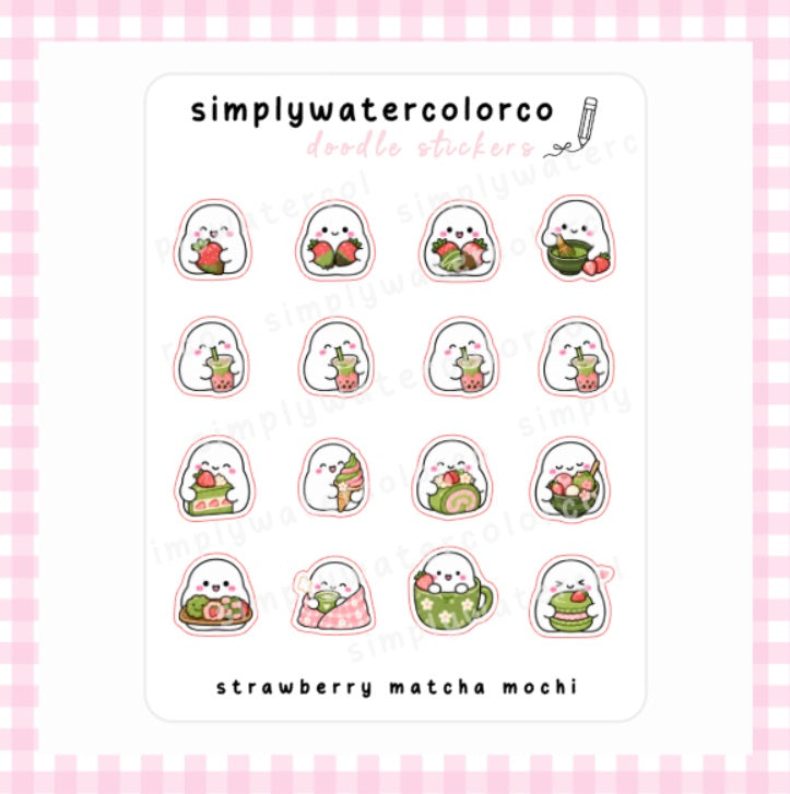 Strawberry Matcha Mochi | Doodles