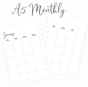 Monthly Layout | A5 Rings Planner Insert