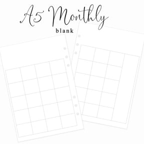 Monthly Layout (Blank) | A5 Rings Planner Insert