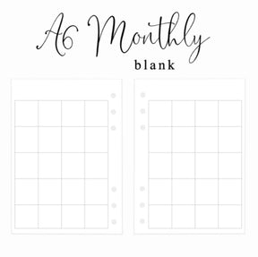 Monthly Layout (Blank) | A6 Rings Planner Insert