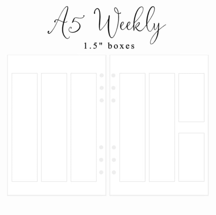 Weekly Layout 1.5" (Blank) | A5 Rings Planner Insert