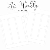 Weekly Layout 1.5" (Blank) | A5 Rings Planner Insert