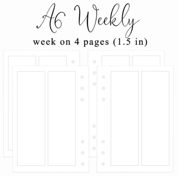 Weekly Layout 1.5" (Blank) | A6 Rings Planner Insert