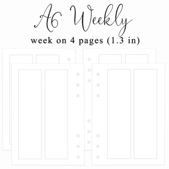 Weekly Layout 1.3" (Blank) | A6 Rings Planner Insert