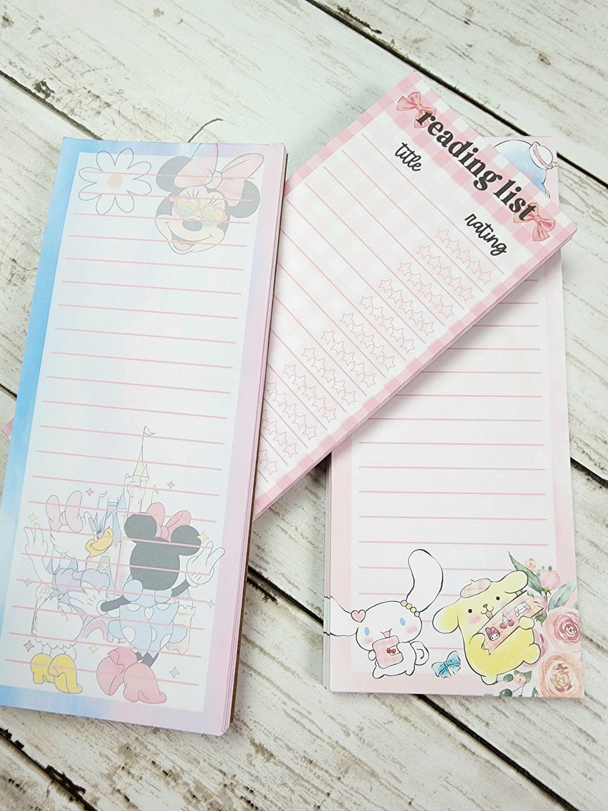 Reading List (Pink Gingham) | Skinny Notepad