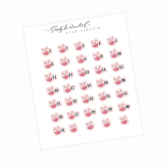 Pig Donut | Date Stickers