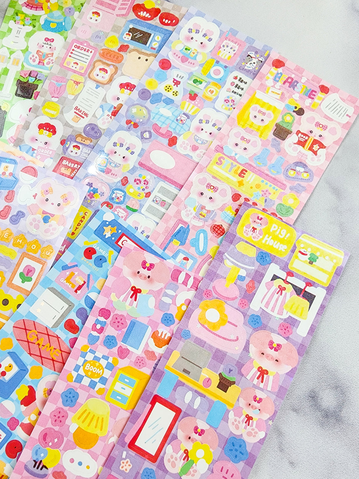Cute Character Checkered Stickers