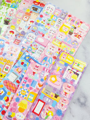 Cute Character Checkered Stickers