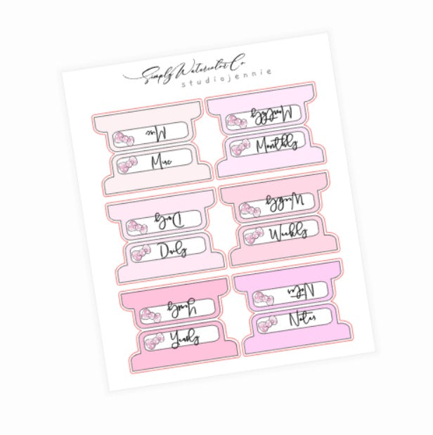 Bow Pink | Foiled Tabs