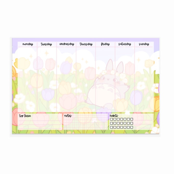 Toto Tulip | WEEKLY Notepad (Horizontal) v1