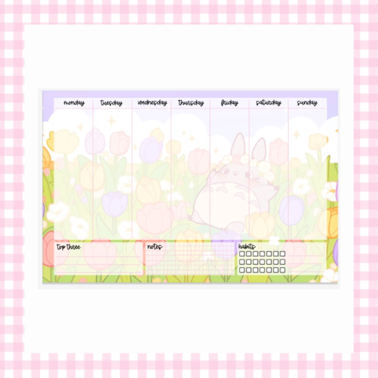 Toto Tulip | WEEKLY Notepad (Horizontal) v1