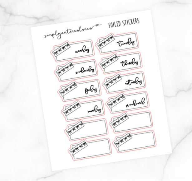 FOIL Bow Washi Date Covers/Labels