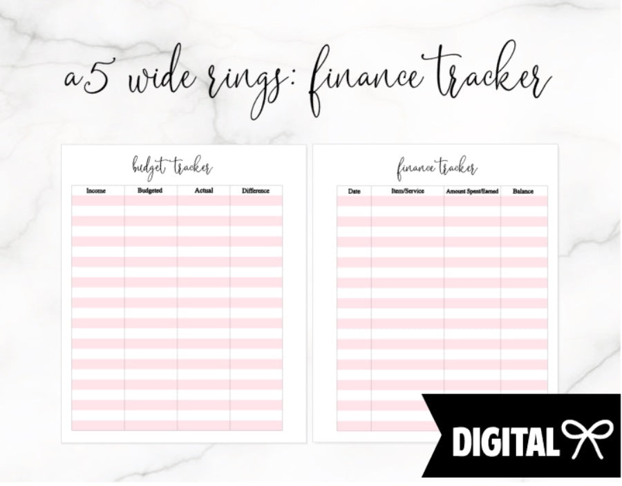 A5 Wide Rings PRINTABLE // Finances Tracker