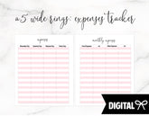 A5 Wide Rings PRINTABLE // Expenses Tracker