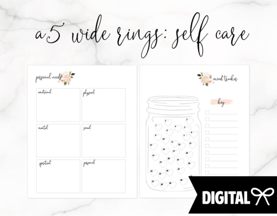 A5 Wide Rings PRINTABLE // Mood Tracker + Personal Needs