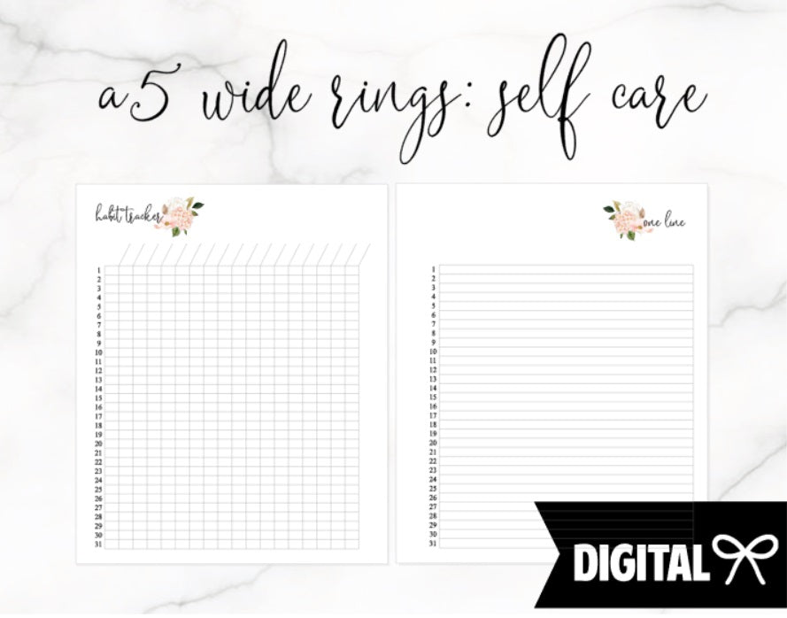 A5 Wide Rings PRINTABLE // Habit Tracker + One Line a Day