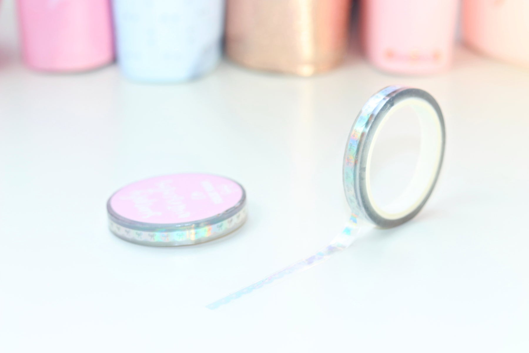 CLEAR Dainty Bow Scallop (Gold, Rg, Silver, Holo) // 6mm Washi Tape