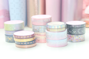 Pink Watercolor Scallop (Holo) // 15mm Washi Tape