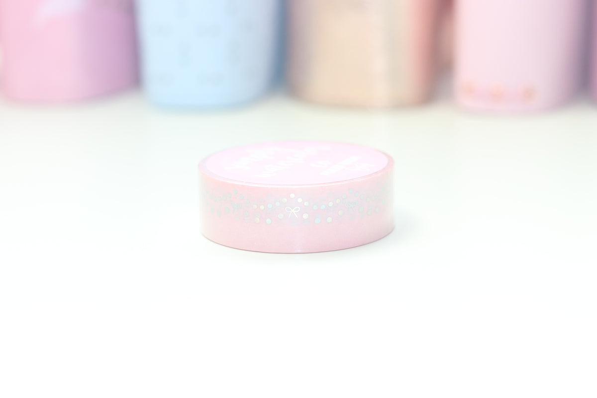 Pink Watercolor Scallop (Holo) // 15mm Washi Tape