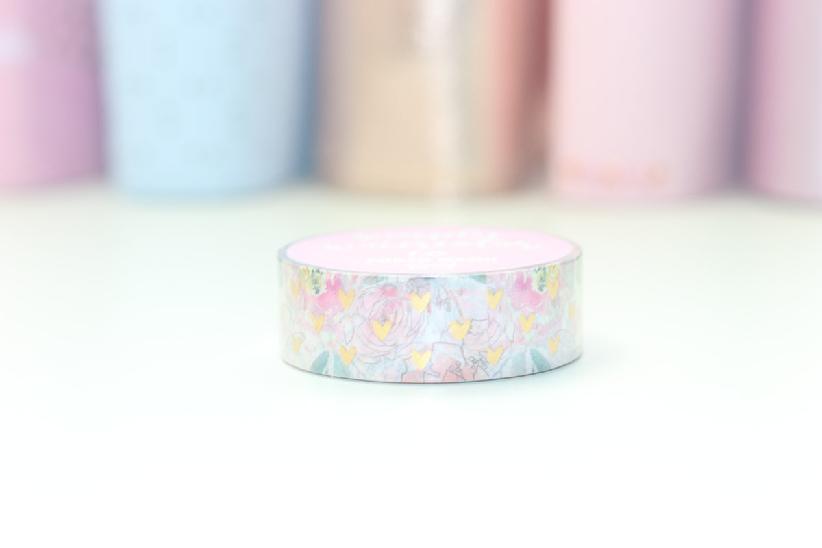 Floral Hearts (Gold) // 15mm Washi Tape