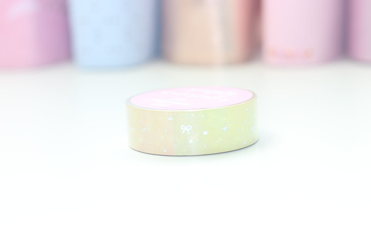 Rainbow Bow Sparkle (Silver) // 15mm Washi Tape