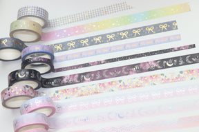 Rainbow Bow Sparkle (Silver) // 15mm Washi Tape