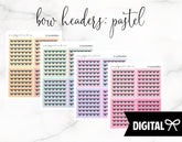 FOIL Bow Headers PRINTABLE (Pastel) + FREE Cut Lines