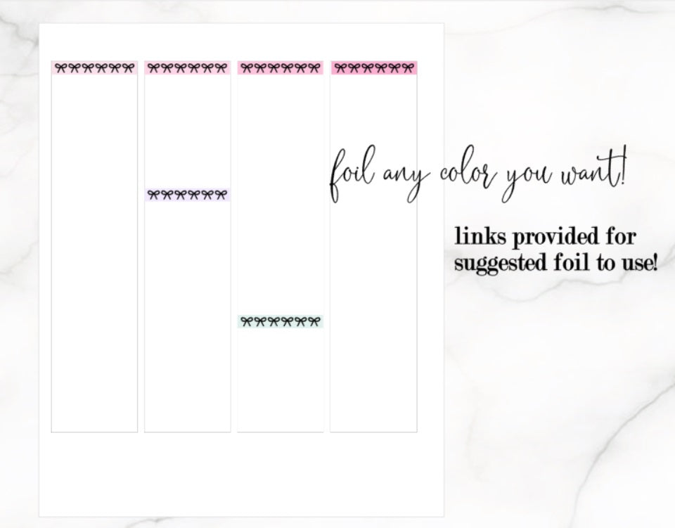 FOIL Bow Scallop Headers PRINTABLE (Pastel) + FREE Cut Lines