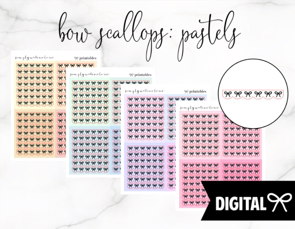 FOIL Bow Scallop Headers PRINTABLE (Pastel) + FREE Cut Lines